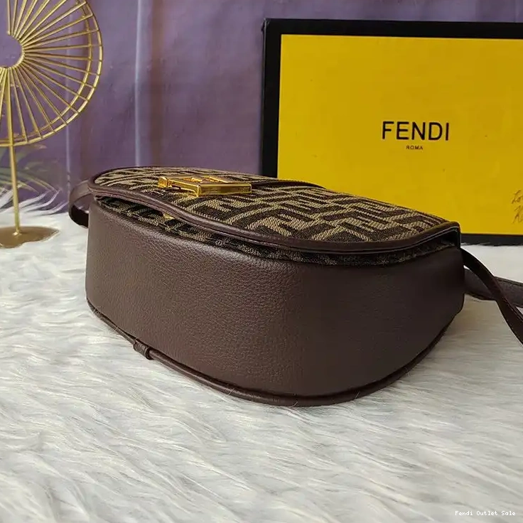 Affordable Motif FF Fabric C'mon Brown Bag Fendi In Medium 0612